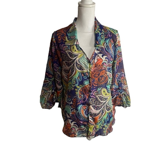 Jon & Anna New York Floral Chiffon Faux Button Front Blouse - Picture 2 of 6